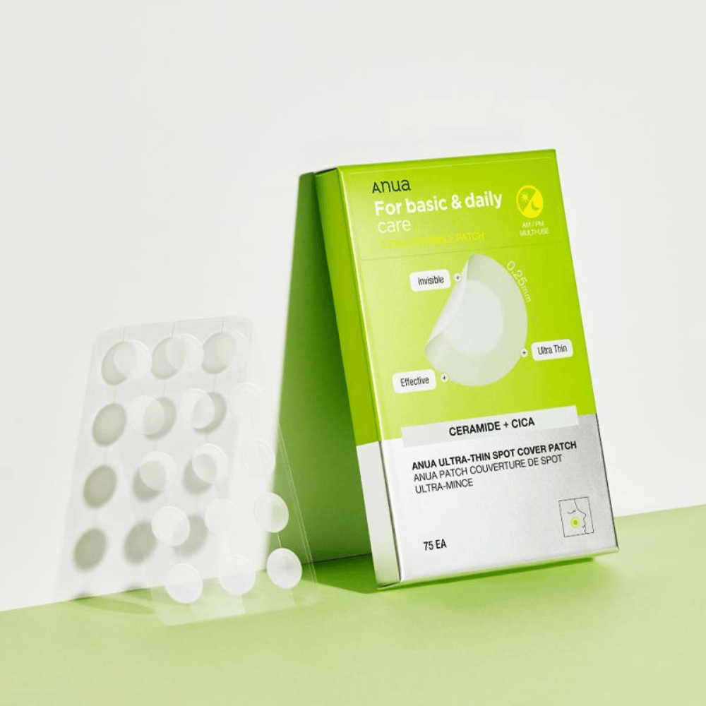 Anua Ultra-Thin Spot Cover Patch are perfect for daily spot care. With an ultra-thin design and ingredients like ceramides and Cica, they soothe the skin, protect against pollution, and are invisible when used. For easy and effective skincare!