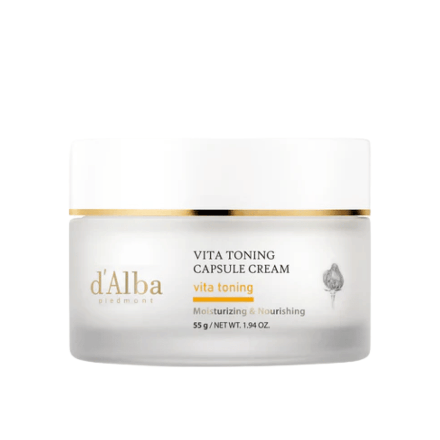 d'Alba Vita Toning Capsule Cream face cream – Korean glow cream with vitamin capsules that helps to moisturize the skin and give a more even, radiant skin tone.