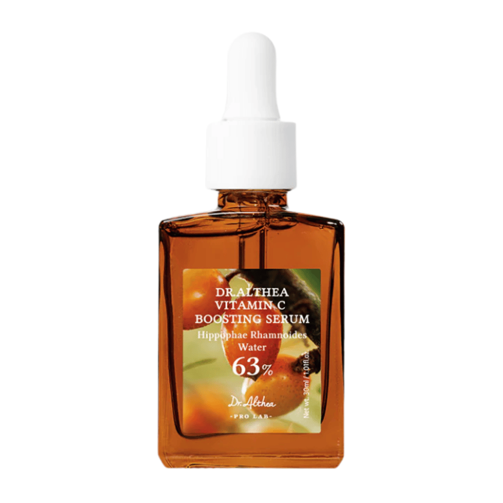 Dr. Althea Vitamin C Boosting Serum contains 63% sea buckthorn water and is designed to even out skin tone and reduce dark spots. This effective formula gives the skin a radiant glow and promotes cell renewal for a more youthful look.