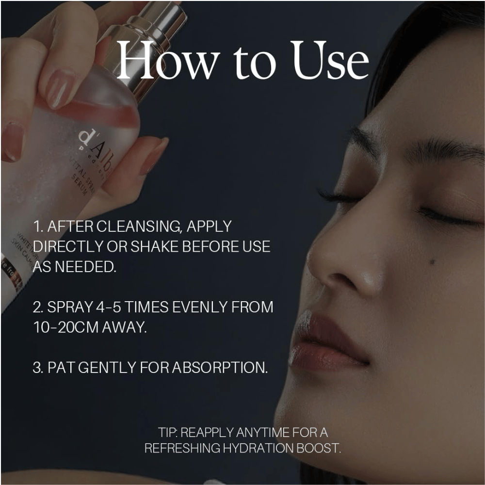 d'Alba White Truffle Vital Spray Serum – how to use facial mist after cleansing for hydration
