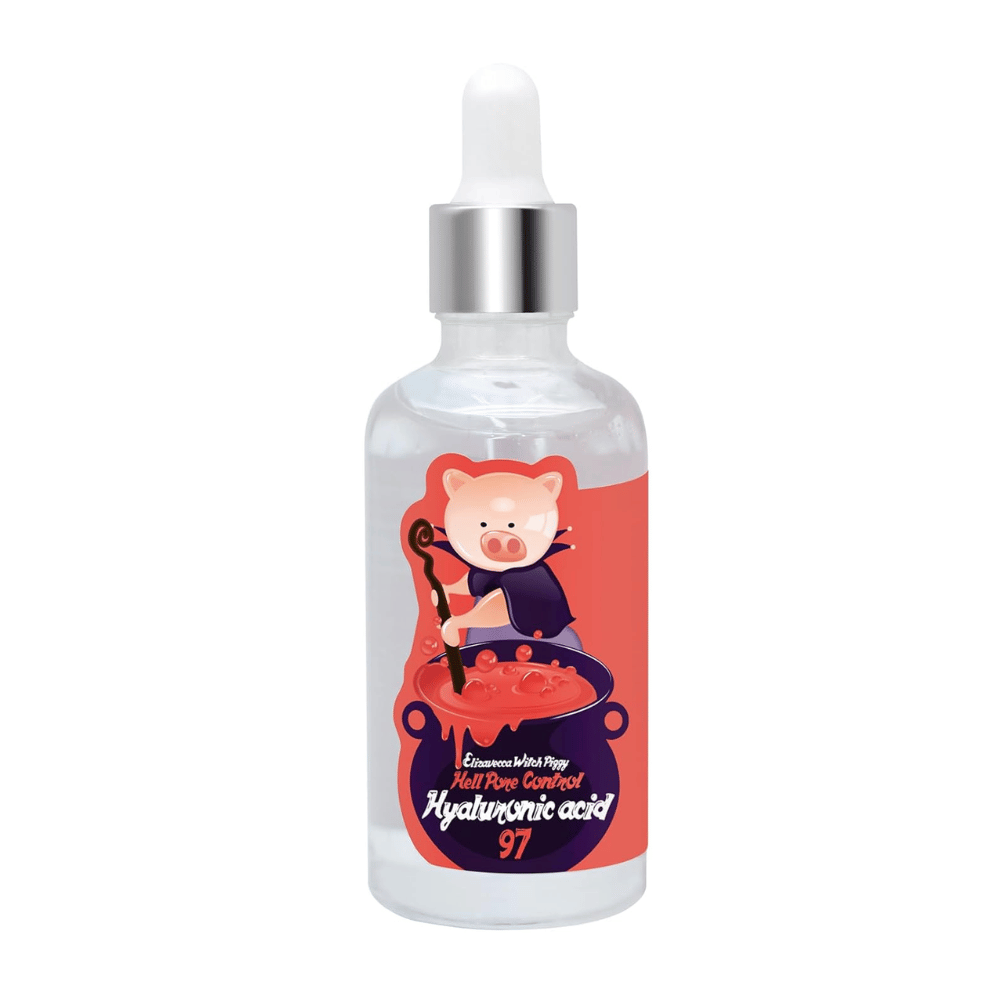 Elizavecca Witch Piggy Hell Pore Control Hyaluronic Acid 97 – concentrated hyaluronic acid serum that strengthens the skin barrier and provides long-lasting hydration.