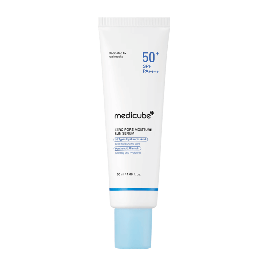 Medicube Zero Pore Moisture Sun Serum SPF50+ PA++++ 50 ml. Sun serum with a light texture that moisturizes the skin, helps care for the appearance of pores, and protects against UVA and UVB rays.