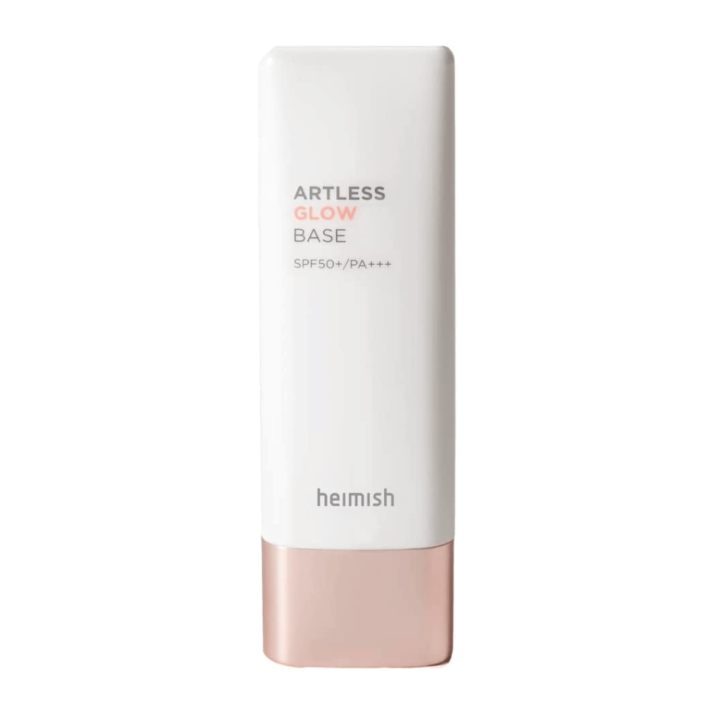 A bright tube of heimish Artless Glow Base SPF 50+ PA+++ 40ml.