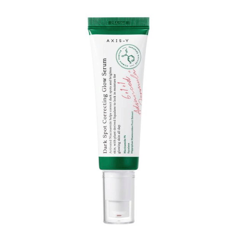 A tube Dark Spot Correcting Glow Serum 50ml from AXIS - Y on a white background.